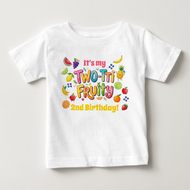 Two-tti Fruity 2nd Birthday Party T Shirt (Framsida)