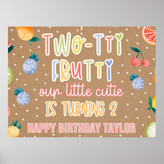 Two-tti Frutti- 2-års födelsedag med frukt tema Poster