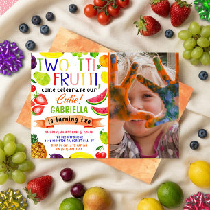 Two-tti Frutti 2-års födelsedagsfoto-inbjudningar Inbjudningar