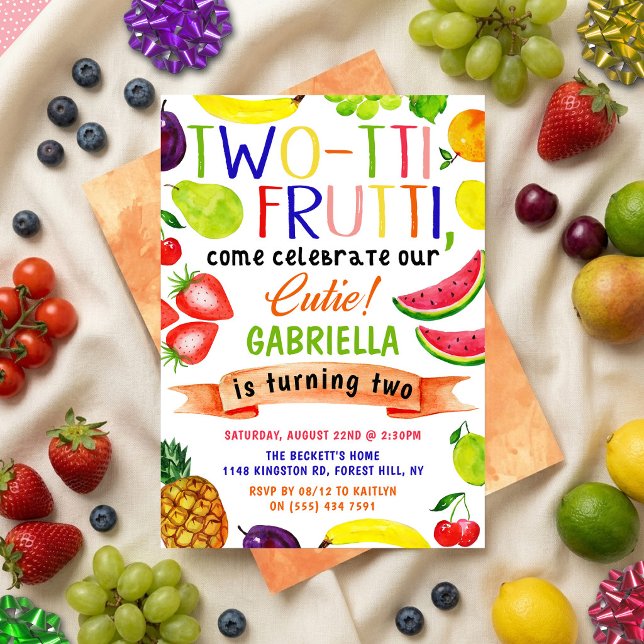 Two-tti Frutti 2-års inbjudningar (Skapare uppladdad)