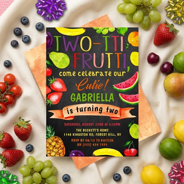 Two-tti Frutti 2-årsfest Inbjudningar (Skapare uppladdad)