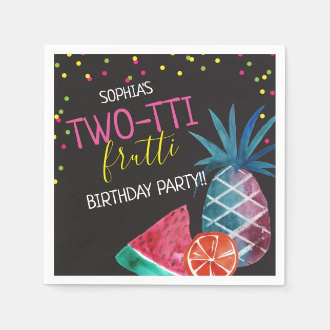 Two-tti Frutti Flickans 2-års födelsedagsfest Pappersservett (Framsidan)
