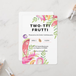 TWO-TTI FRUTTI Födelsedag- Flickors 2-års födelsed Inbjudningar