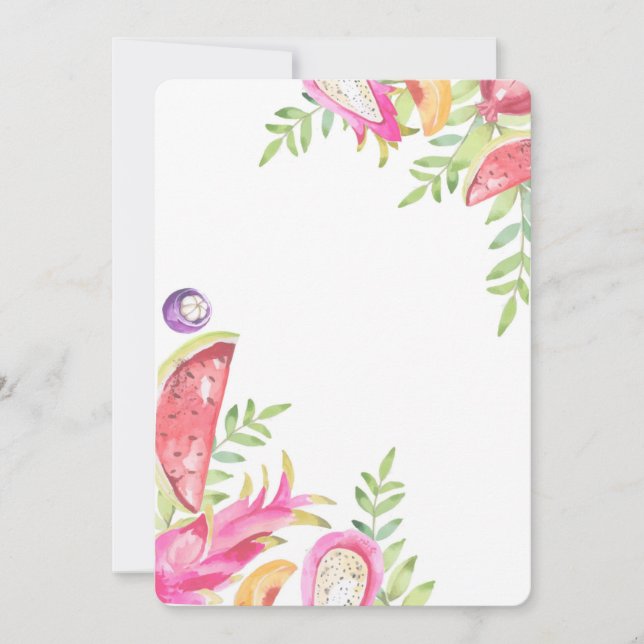 TWO-TTI FRUTTI Födelsedag- Flickors 2-års födelsed Inbjudningar (Framsida)