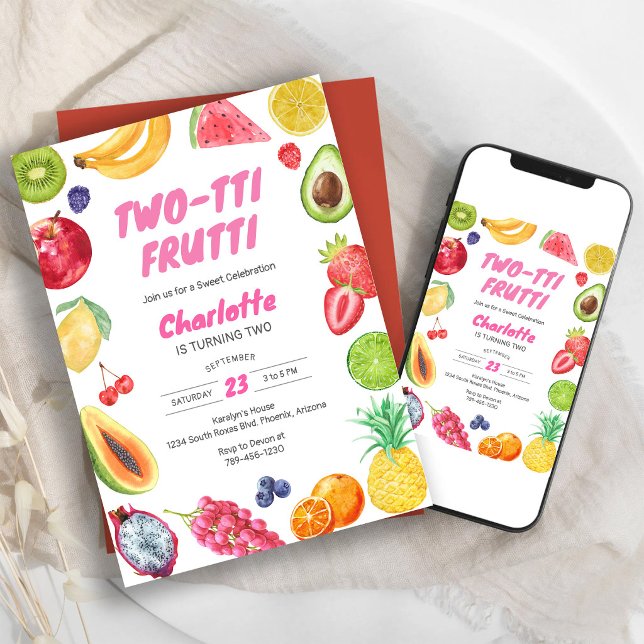 Two-tti Frutti födelsedagsinbjudan Inbjudningar (Skapare uppladdad)