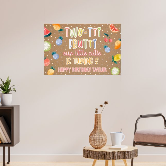 Two-tti Frutti Frukt Andra Födelsedag Kraftpapper Poster (Vardagsrum 3)