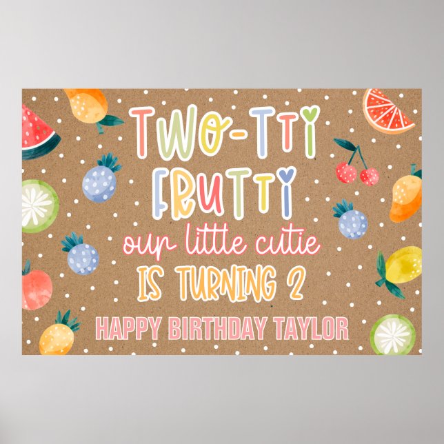 Two-tti Frutti Frukt Andra Födelsedag Kraftpapper Poster (Framsidan)