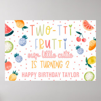 Two-tti Frutti Frukt Andra Födelsedag Papper Poster