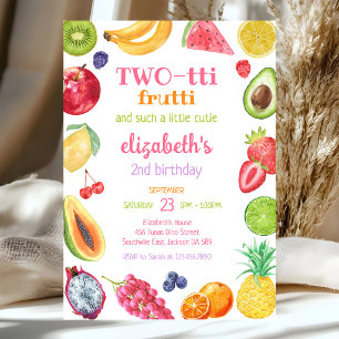 Two-tti Frutti Frukt Barn 2-års Födelsedagsinbjuda Inbjudningar