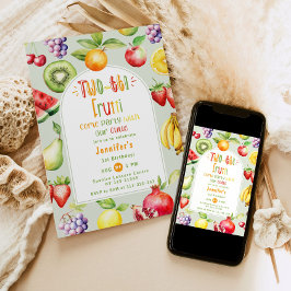 Two-tti Frutti lilla söta frukter 2-års födelsedag Inbjudningar