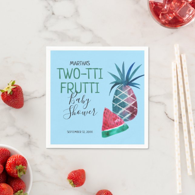 Two-tti Frutti Pojk Babyshower Pappersservett (Insitu)