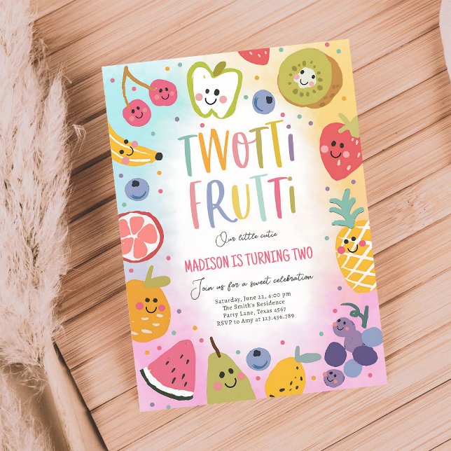 Two-tti Frutti Tropisk 2-årsdag Inbjudningar (Skapare uppladdad)
