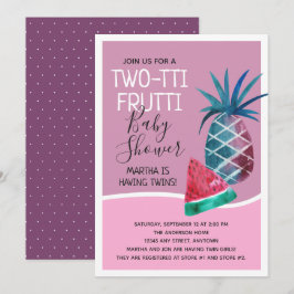Two-tti Frutti tvilling- flickababy shower Inbjudningar