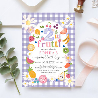 Two-tti Frutti Twotti Fruit Tropical 2-års födelse Inbjudningar