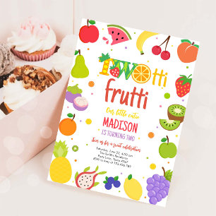 Two-tti Frutti Twotti Fruit Tropical 2-års födelse Inbjudningar
