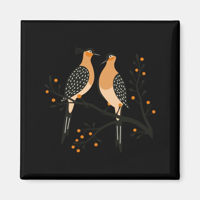 Two Turtle Doves Cut Out Stencil Retro Style 7 Bab Magnet (Framsidan)