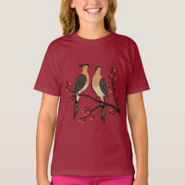 Two Turtle Doves Cut-Out Stencil Retro Style 7 T Shirt