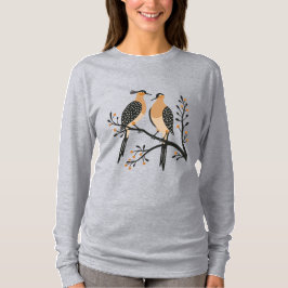 Two Turtle Doves Cut-Out Stencil Retro Style 7 T Shirt