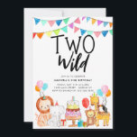TWO VILD Safari Party Animals Kids 2:a födelsedage Inbjudningar<br><div class="desc">Cute Watercolor TWO VILD Safari Party Animals Kids 2:a födelsedagen</div>