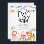 TWO VILD Safari Party Animals Kids 2:a födelsedage Inbjudningar<br><div class="desc">Cute Watercolor TWO VILD Safari Party Animals Kids 2:a födelsedagen</div>
