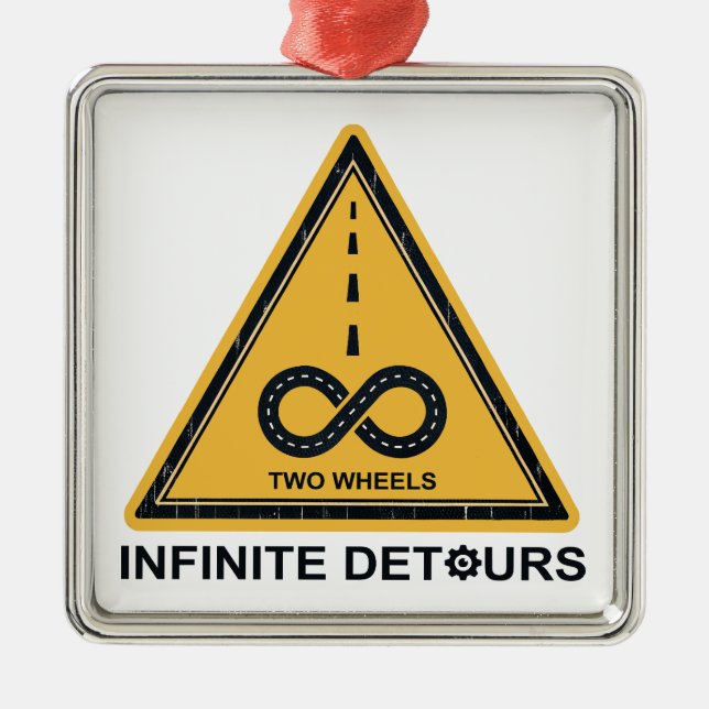 Two Wheels Infinite Detours Cycling Julgransprydnad Metall (Framsidan)