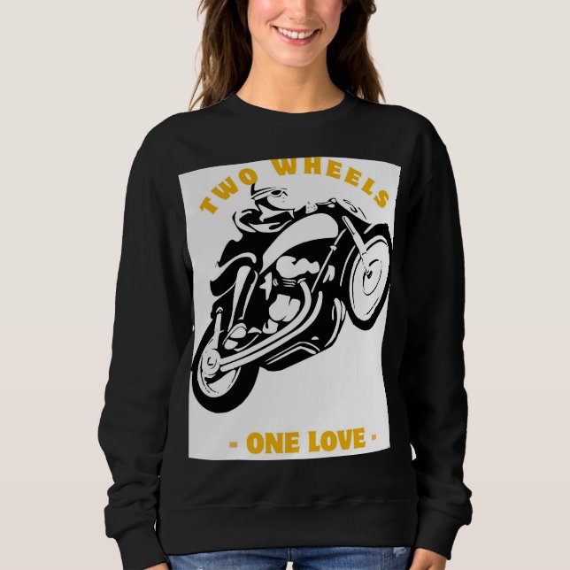 Two Wheels One Love Moto Grafik T Shirt (Framsida)