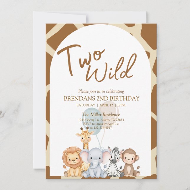 Two Wild Birthday Invitation  Inbjudningar (Framsida)