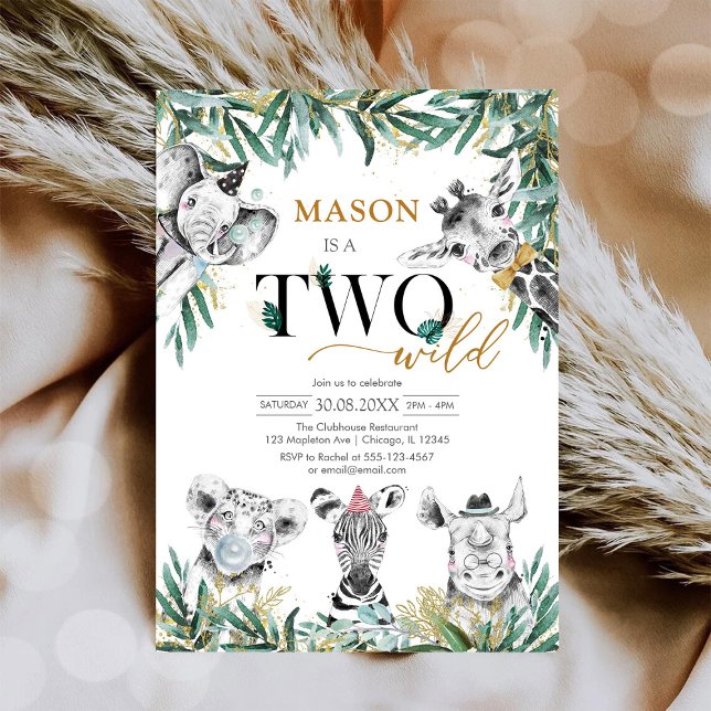 Two Wild Party Animals 2nd Birthday Invitation Inbjudningar (Skapare uppladdad)