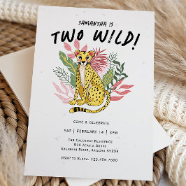 Two Wild Party Animals Cheetah Kids Birthday Party Inbjudningar