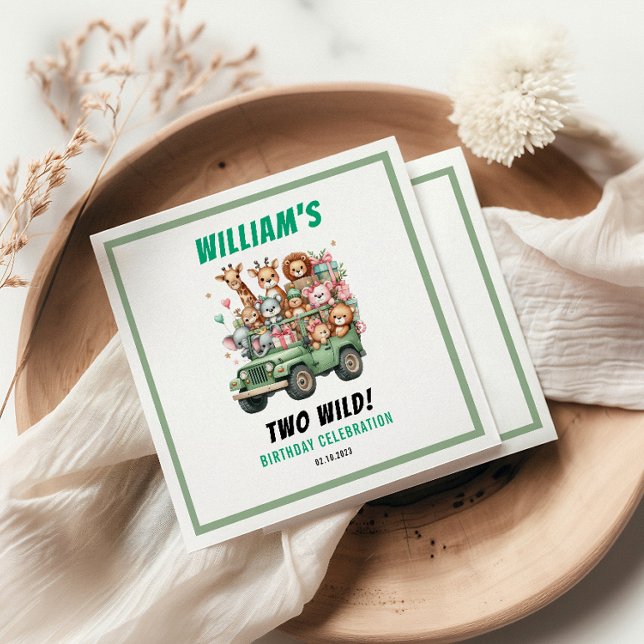 Two Wild Safari Animal 2nd Birthday Party Pappersservett (Two Wild Safari Animal 2nd Birthday Party paper napkins
)