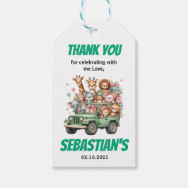 Two Wild Safari Animal 2nd Birthday Party Presentetikett