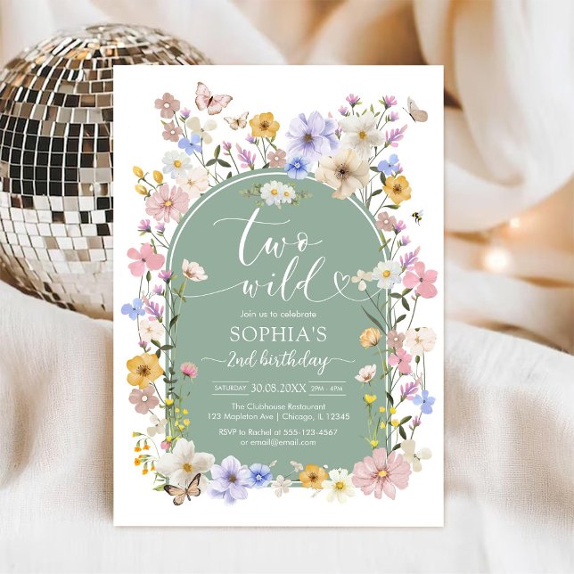 Two Wild Wildflower Animal 2nd Birthday Invitation Inbjudningar (Skapare uppladdad)