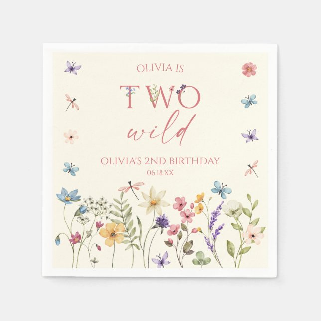 Two Wild Wildflower Wild Flower 2nd Birthday Party Pappersservett (Framsidan)