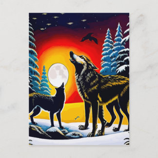 Two Wolves Wall Art Printable Home Vykort