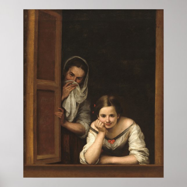 Two Women at a Window - Murillo Fine Art Poster (Framsidan)