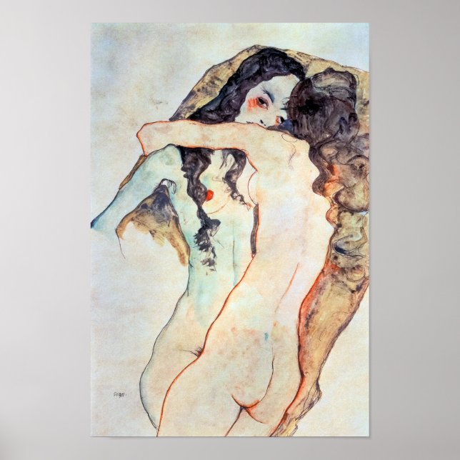Two Women Embracing | Egon Schiele | Poster (Framsidan)