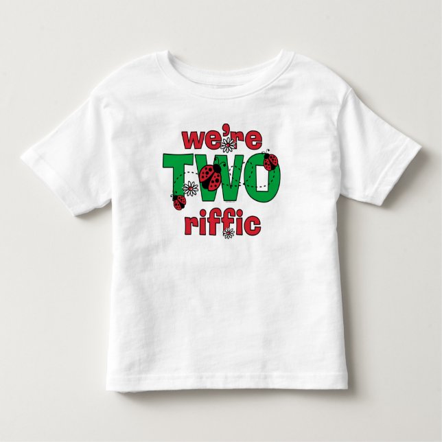 TWOriffic Ladybug Twillingars 2:a födelsedagen T Shirt (Framsida)