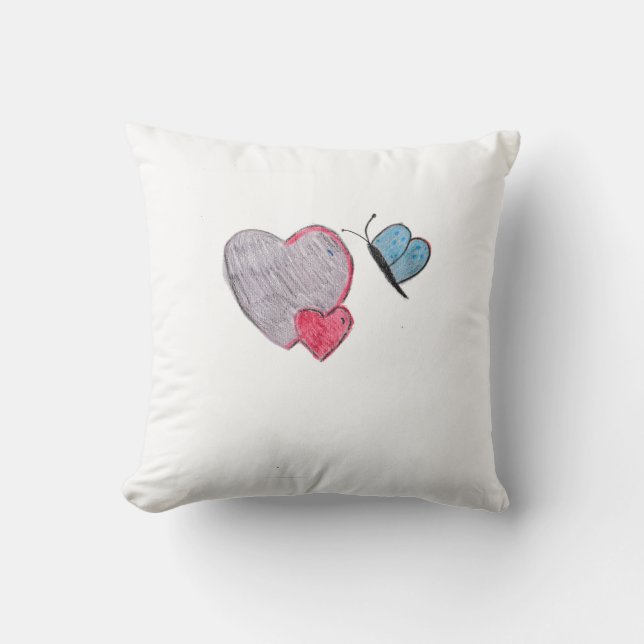 Twos Hearts med Butterfly Kudde (Framsida)
