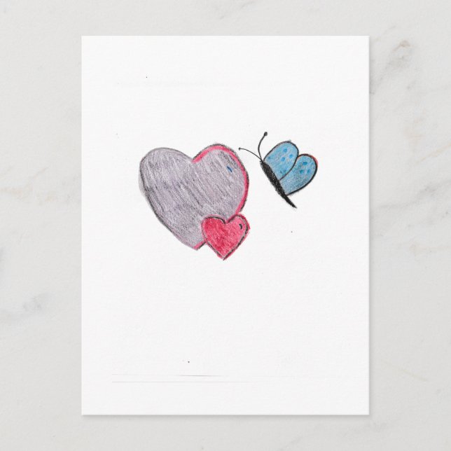 Twos Hearts med Butterfly Vykort (Framsida)