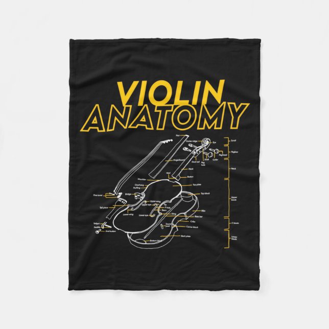 Twoset Violin Violin Anatomi Ritning Diagram Gräns Fleecefilt (Framsidan)