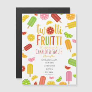Twotti Fruitti Citrus Isstappar Andra Födelsedag Magnetisk Inbjudningskort