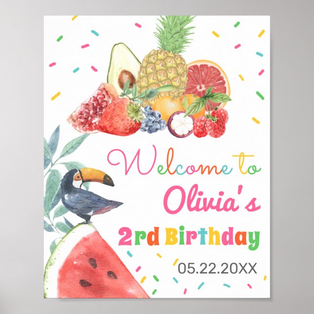Twotti Fruitti Fruits Toucan Birthday Poster (Framsidan)