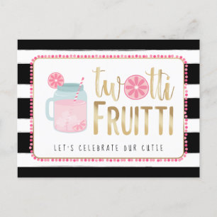Twotti Fruitti Rosa Lemon Black + White Birthday Inbjudan Vykort