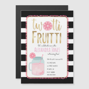 Twotti Fruitti Rosa Lemon Black + White Birthday Magnetisk Inbjudningskort