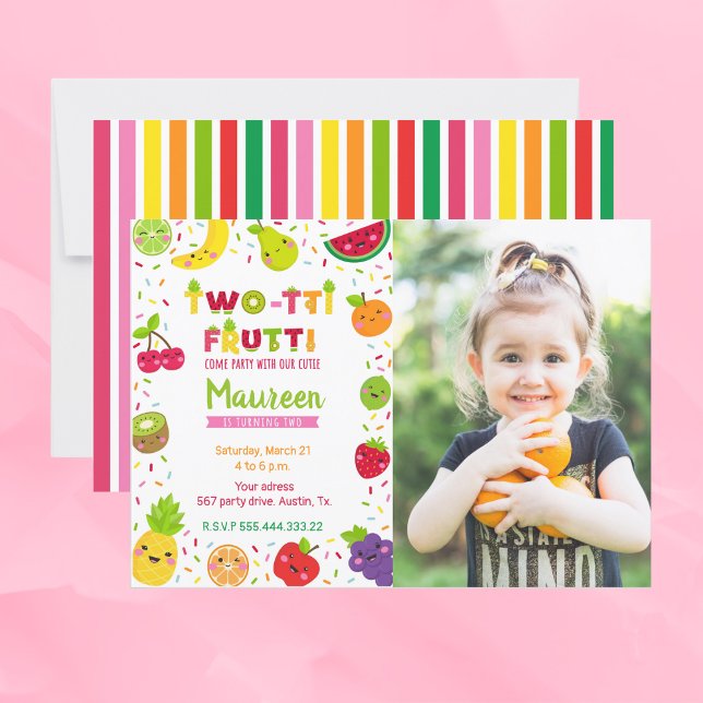 Twotti frutti 2:a födelsedag PHOTO Inbjudningar (Skapare uppladdad)