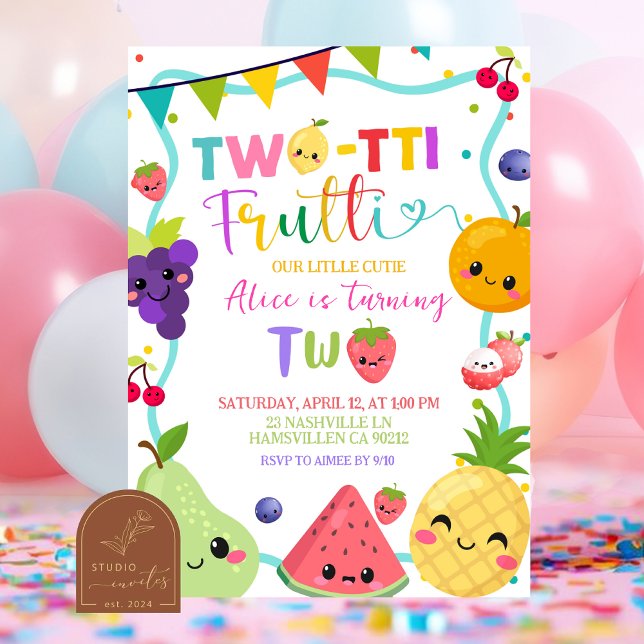 Twotti Frutti 2nd Birthday Invitaiton Inbjudningar (Skapare uppladdad)
