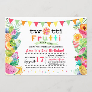 Twotti Frutti barns födelsedaginbjudan Inbjudningar