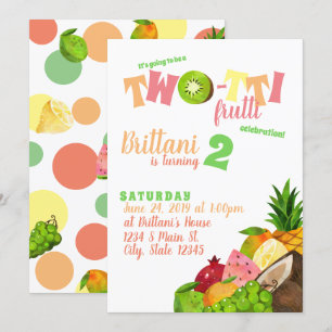 Twotti Frutti Birthday Inbjudningar