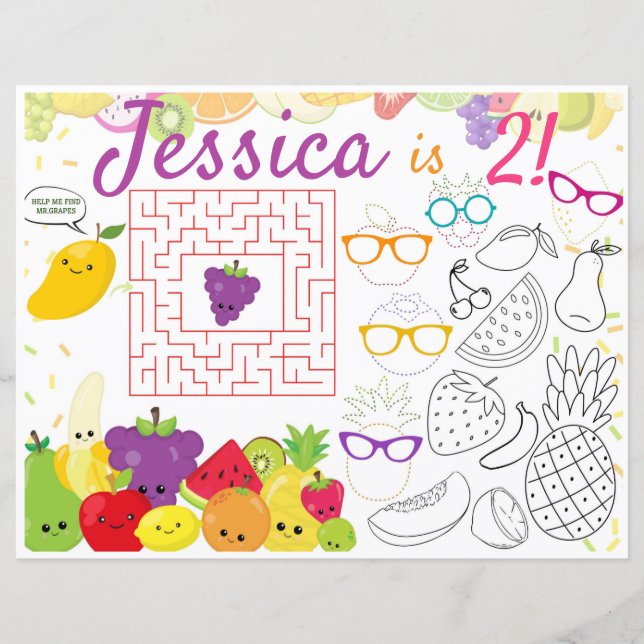 Twotti Frutti bordstabletts aktivitet och färgning (Framsida)