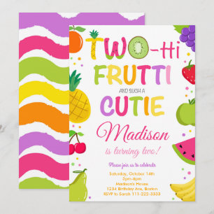 Twotti Frutti Cutie 2:a födelsedagsinbjudan Inbjudningar